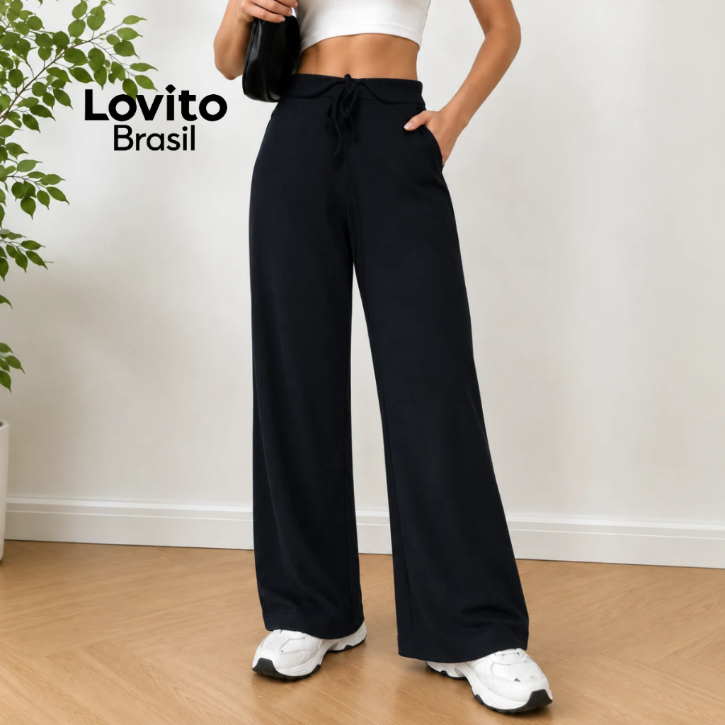Lovito Calça Moletom Feminina Inverno Lapela BRPTB1041BRL1071