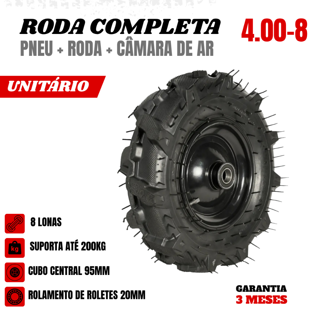 Roda Completa Aven 4.00-8 8 Lonas para Máquinas Agrícolas
