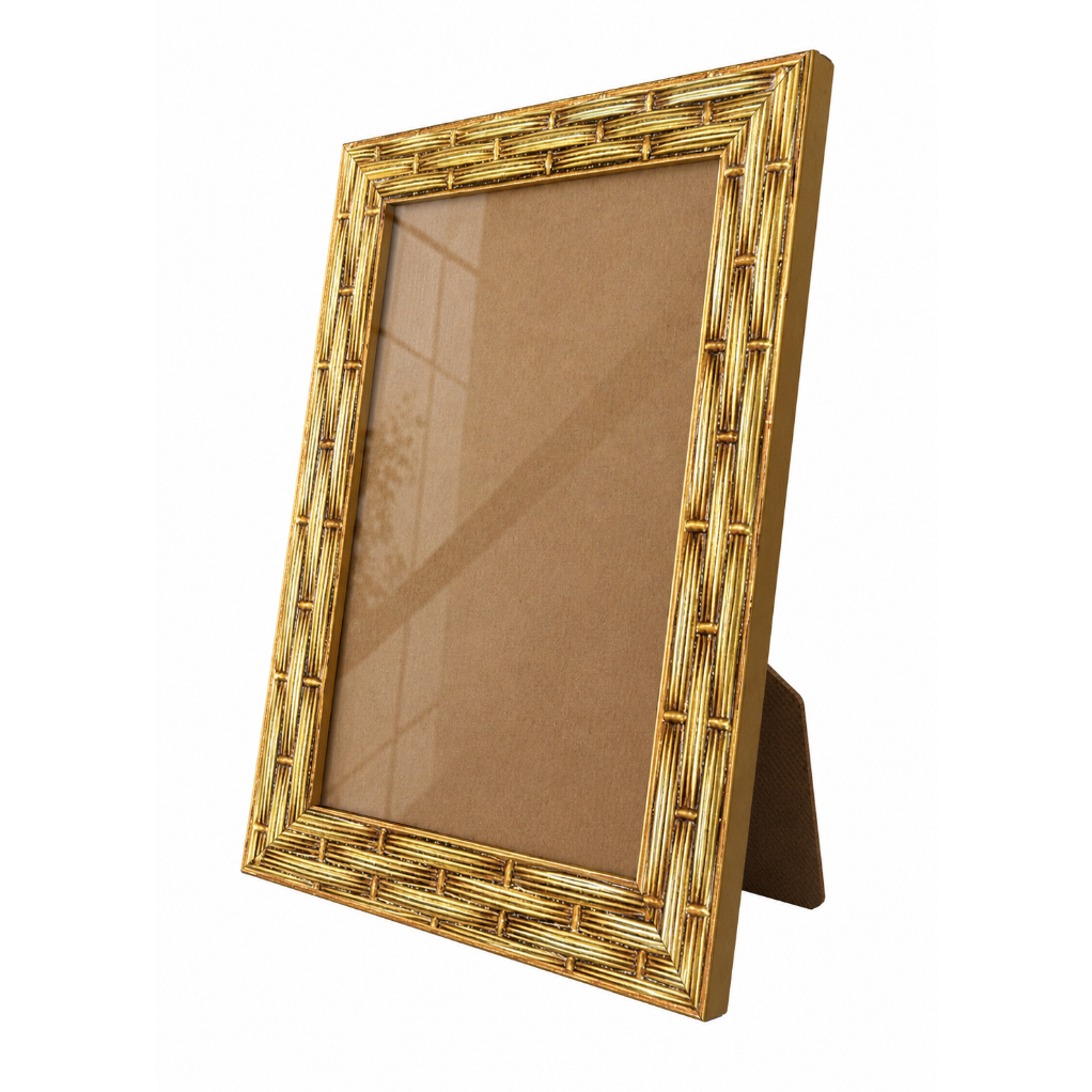 kit 5 Porta Retrato quadro 10x15 trançado dourado COM VIDRO — imagem 2 de 2
