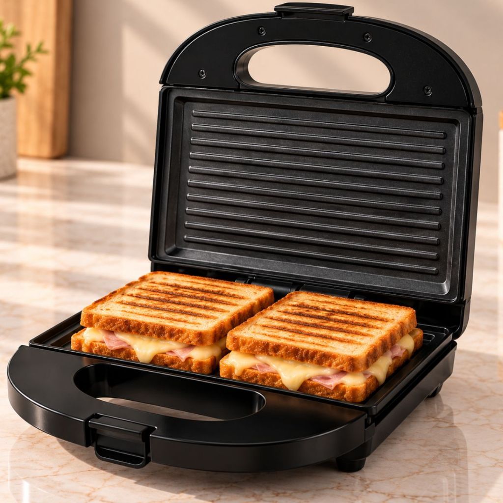 Sanduicheira Grill Elétrica Antiaderente 2 em 1 110V Ou 220V 750W
