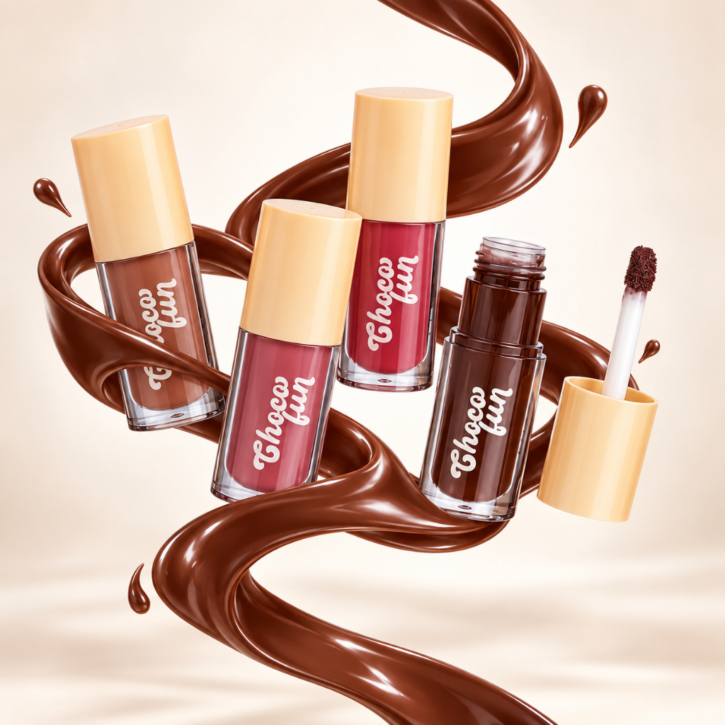 Tint Cream Gloss Labial Batom Choco Fun Fenzza Cores Lindas Cheirinho de Chocolate