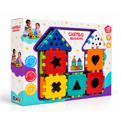 Brinquedo Educativo Baby 34 Peças + 6 Formas Coloridas | Crianças 1 ano | Didático de Montar e Encaixar | QUEEN SHOP