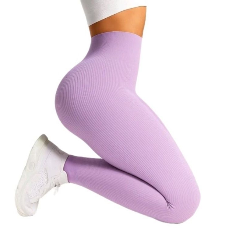 Legging feminina canelada premium leggings sem costura de cintura alta para academia yoga e treinoss