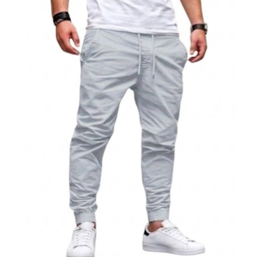 Calça Jogger Masculina 4 Bolsos Cordão Ajustável em Tecido Sarja Oferta Relampago