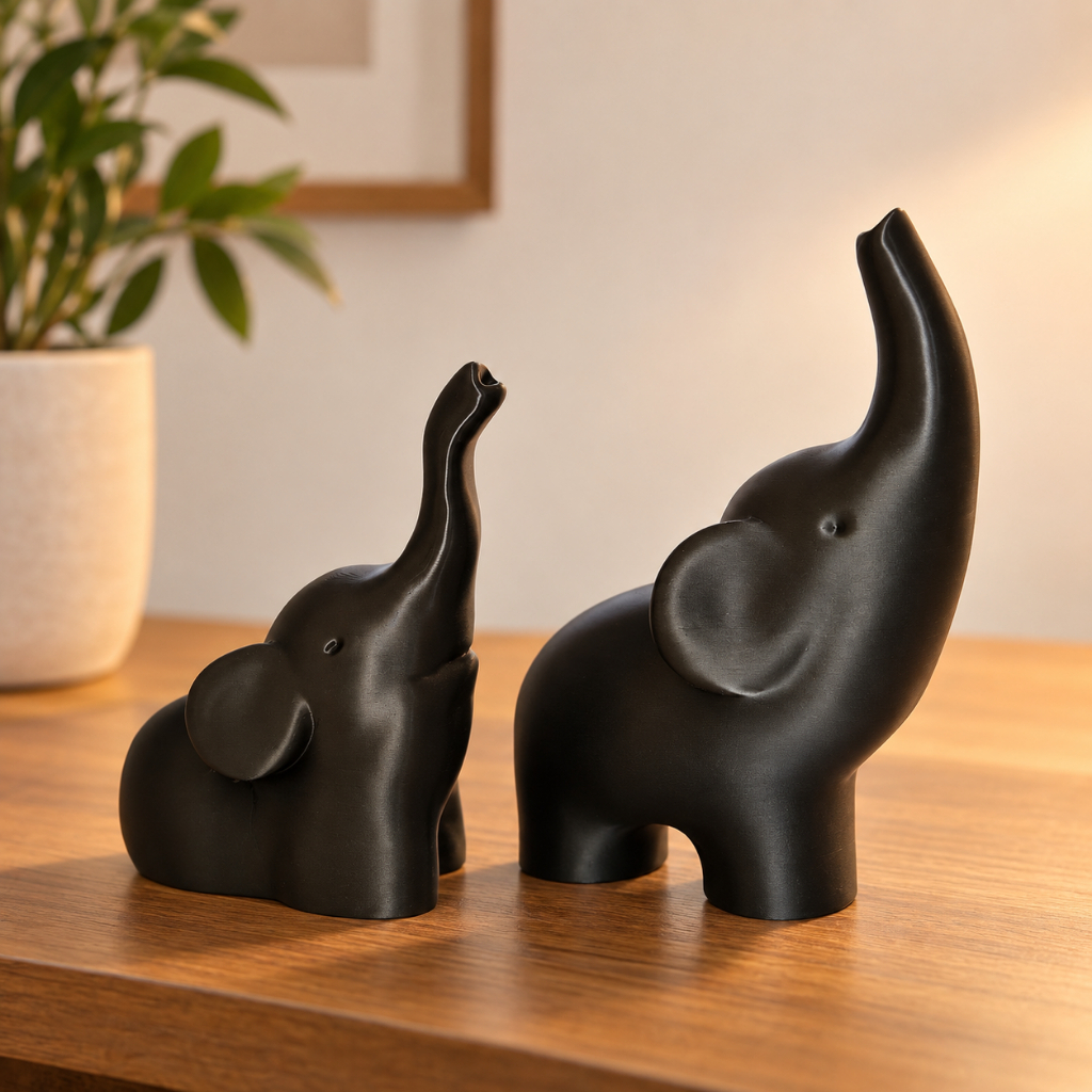 Kit 2 Elefantes Decorativos Escultura Família de Elefantes Minimalista para Sala Escritório Decoração Moderna Sorte