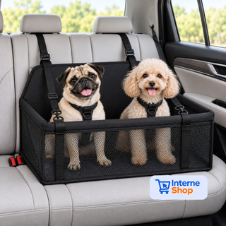 Cadeirinha DUPLA para Pets - Transporte no Carro – Cachorros e Gatos até 10kg cada - Assento