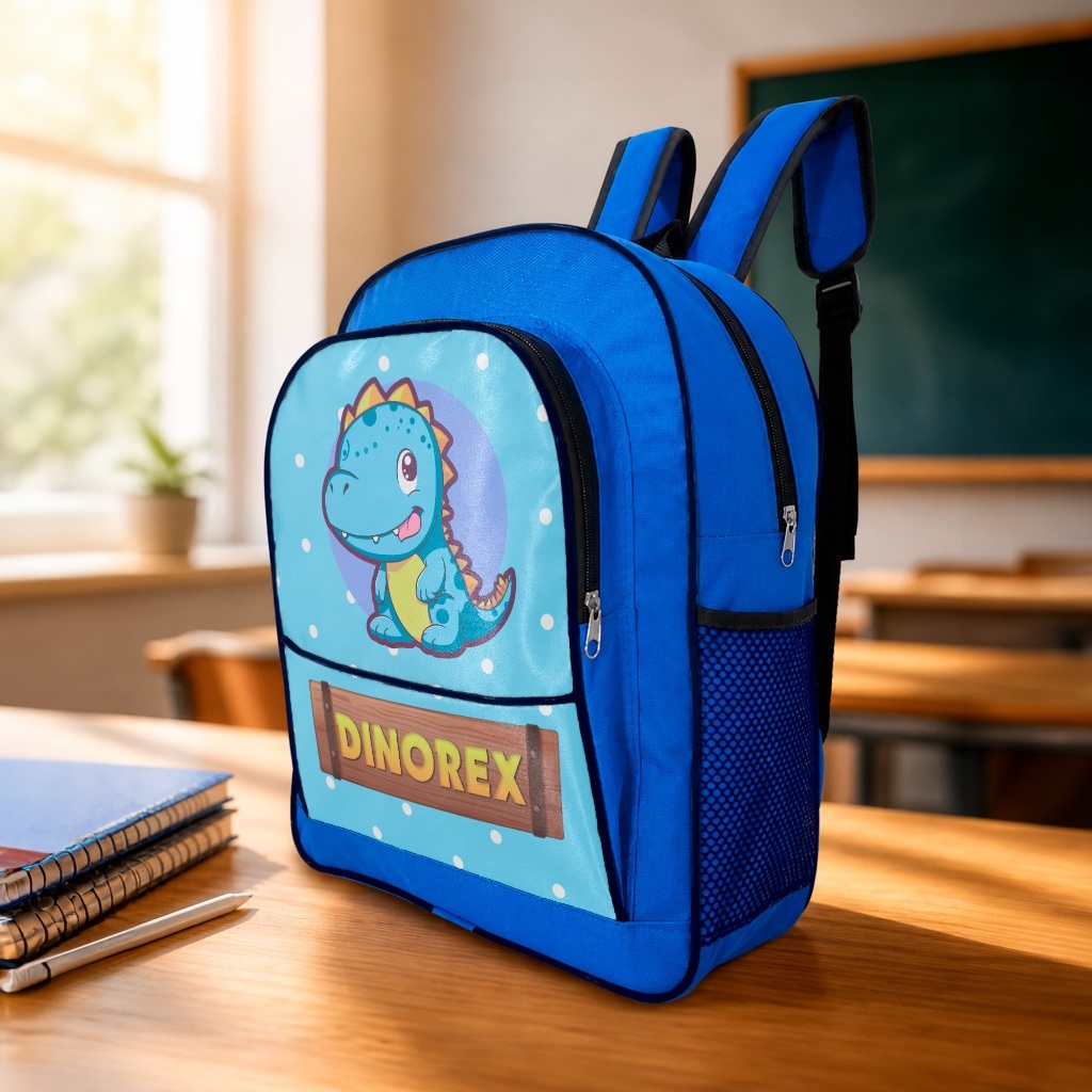 Mochila Escolar Infantil Grande de Costa Menino Dinossauro Dinorex Reforçada Resistente Alça Ajustável Volta Aulas