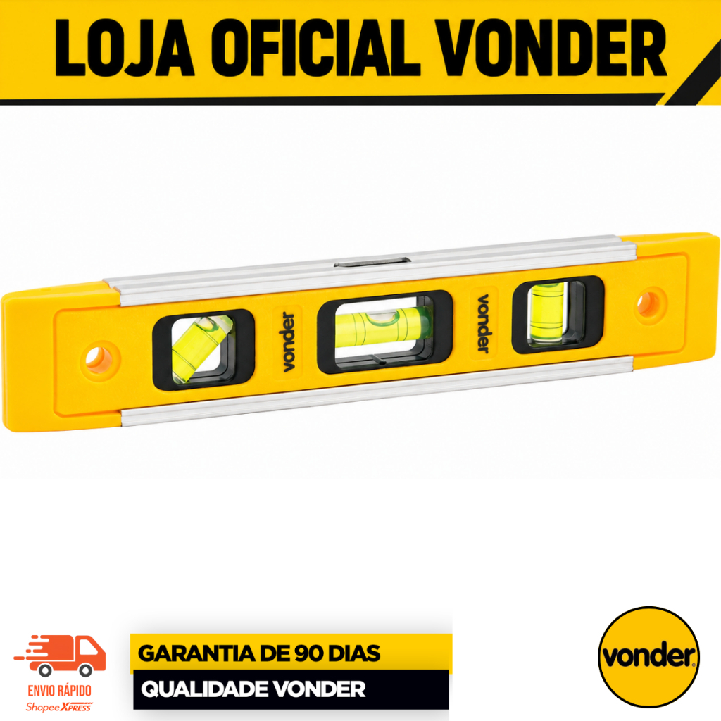 Nível de Alumínio 9" Vonder Com Base Magnética Ferramenta de Medição ENVIO IMEDIATO