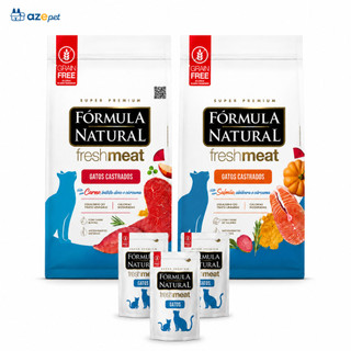 Kit 3 Rações Fórmula Natural Fresh Meat Gatos Castrados 500g Carne Salmão 1,5kg