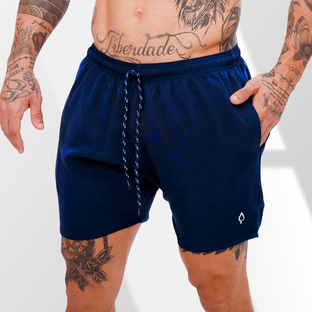 Shorts Bermudas Liso Lisa Masculino Tactel elastano Básico Academia Treino Praia com 2 bolsos