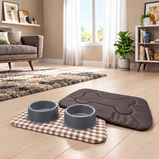 Tapete Pet Jogo Americano Para Gato e Cachorro ( BRINDE = Comedouro e Bebedouro 500ml. )