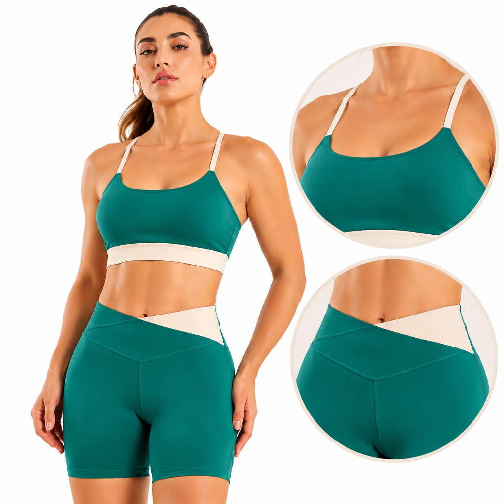 Conjunto Esportivo Feminino Top Short Fitness conjunto academia feminino para musculação caminhada Pilates Yoga REF1337