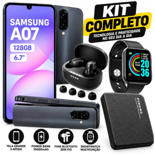 Samsung Galaxy A07 128GB + Power Bank 10000mAh + Fone Bluetooth + Smartwatch Kit Completo