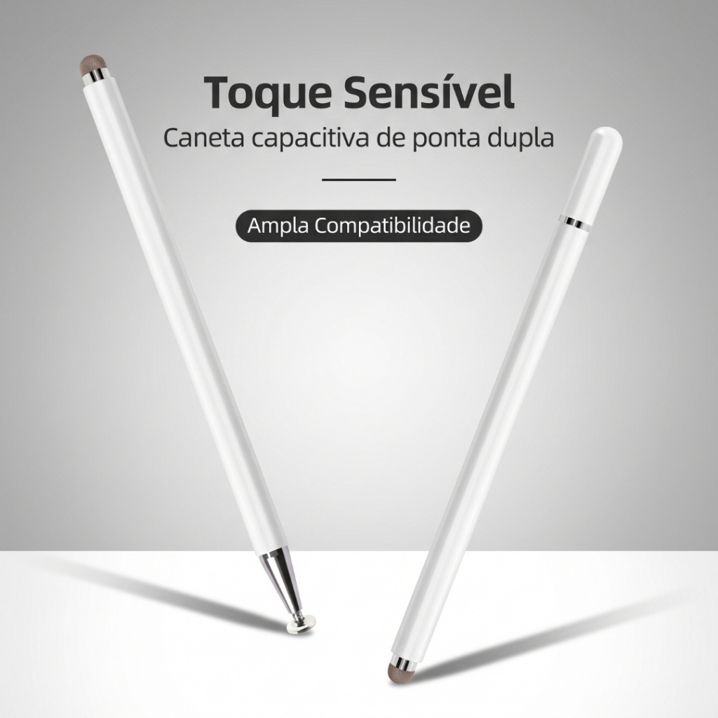 Caneta Touch Stylus Capacitiva Ponta Dupla Disco e Malha Universal para Tablet e Celular
