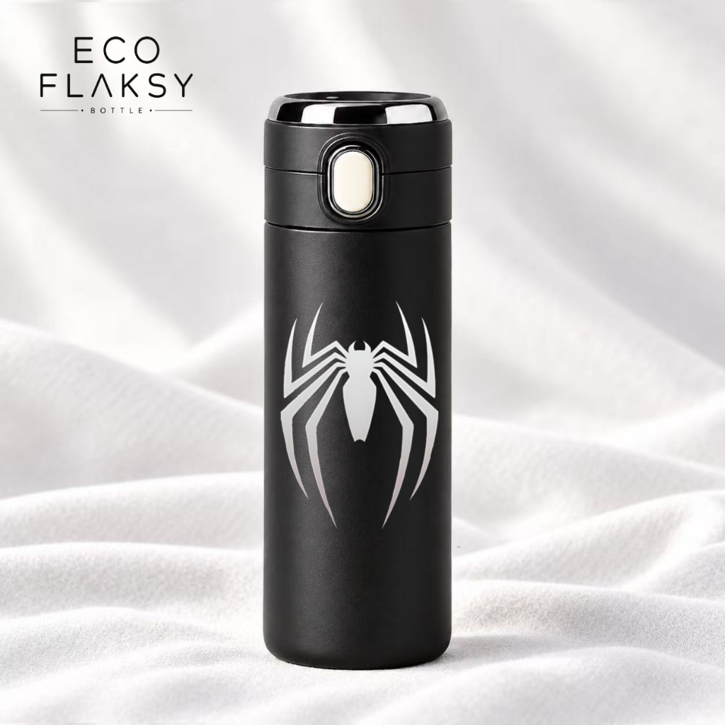 Garrafa Térmica de Água Aço Inoxidável Homem-Aranha Estampada Termometro LED Digital 420ml