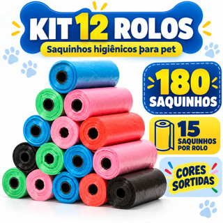 Refil Cata Caca Pet Saco Higiênico 12 unidades (180 saquinhos)