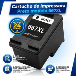 IMPERDÍVEL - Cartucho 667XL Preto com 15ML de tinta