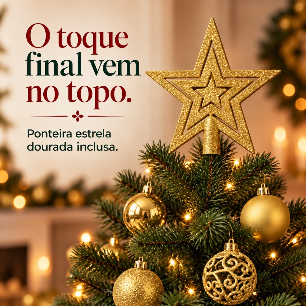 Kit 100 Bolas Natal Estrela Dourada Decoração Completa Grande Enfeite Artificial Arvore Natal Tippi · foto 2