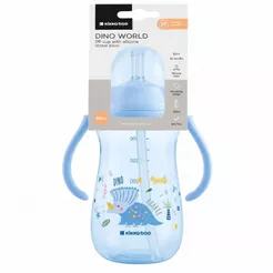 Copo Infantil Com Canudo de Silicone 300ml e Alças Para Bebê Dino World Kikkaboo