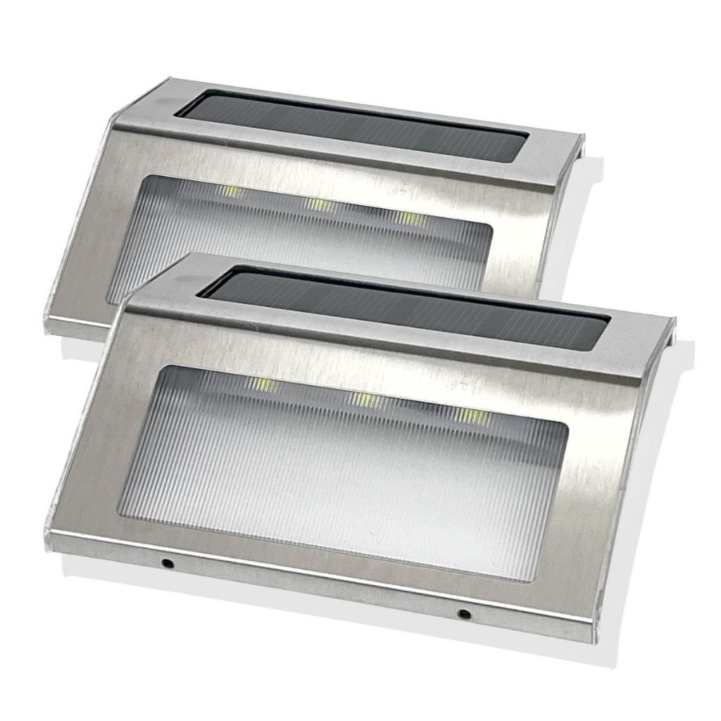 Kit Arandela Solar Slim Inox Luminária Muro Parede Jardim Corredor Área Externa Decoração · foto 2