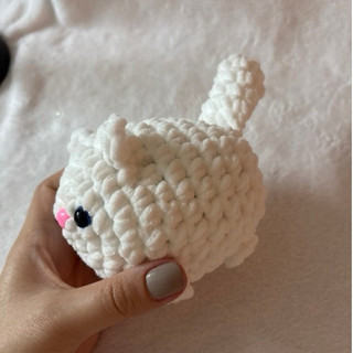 Gatinho Amigurumi Creche Fio Pelúcia Fofinho Macio Detalhe Rabinho