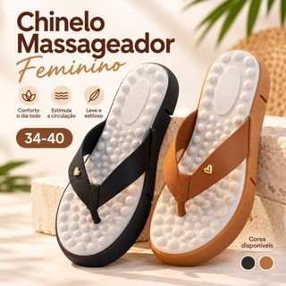 Sandália Chinelo Feminino Palmilha Massageadora Confortável para Esporão Fascite Solado Seguro