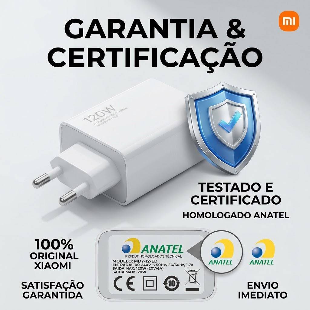 Carga Rápida Xiaomi 120W MDY-12-ED Adaptador de Carregamento ORIGINAL