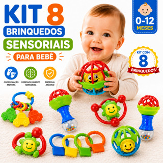 Kit Sensorial Bebê Mordedor E Chocalho Montessori Seguro