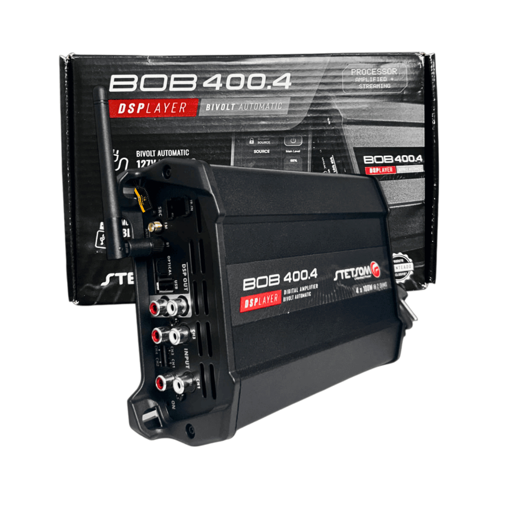 Stetsom Bob400.4 Dsplayer Processador Digital Amplificado Com Bluetooth & App 400w Rms 4 Canais In + 2 Out Plug & Play