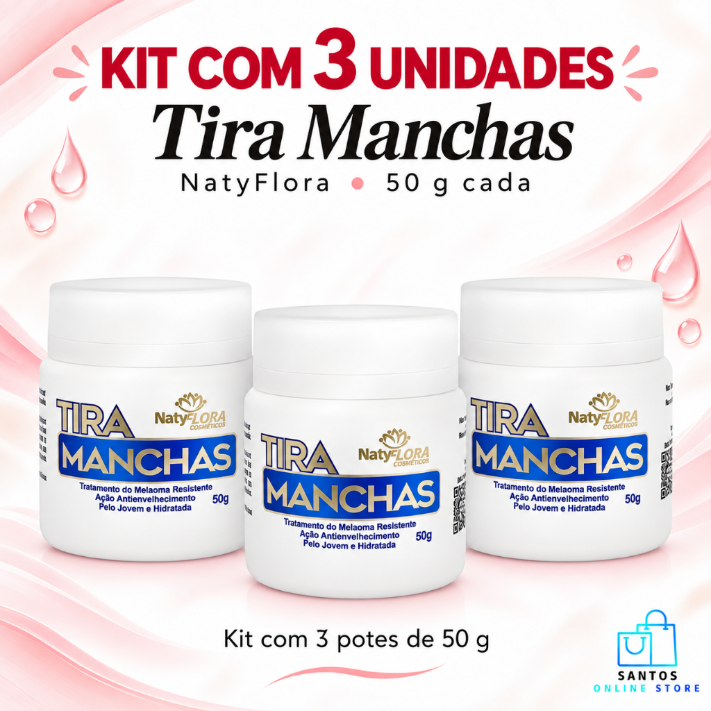 Kit 3 Pomada Tira Manchas 50g - Combate Melasma, Hidratante, Anti Envelhecimento, Acne