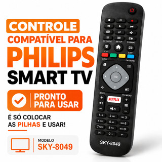 Controle Remoto Compatível Philips Smart TV Botão Netflix YouTube Pronto Uso