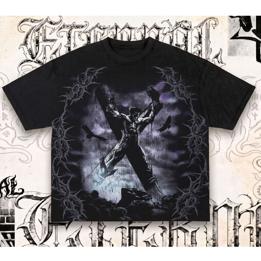 Camiseta Wolverine X-Men x Eternal / Oversized Streetwear Y2K Dark Aesthetic Quadrinhos Underground / 100% Algodão