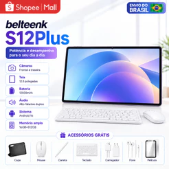 Tablet belteenk S12 Plus Combo com Teclado e Mouse -12.8"inch 16GB+512GB Android com 12800mAh Ideal para Estudos e Jogos
