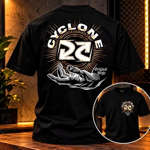 Camiseta Masculina Preta Cyclone com Arte Estilo Moto e Streetwear Envio Imediato