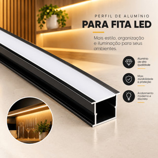 Perfil Alumínio Barra 2 Metros Para Fita Led Embutir 1010 Decoração sofisticada LED 1Metro Cada barra