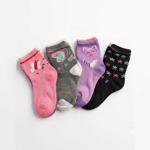 Kit Meias Infantis Femininas Algodão Macias Estampadas Sortidas Menina 3 a 24 Pares Confortáveis