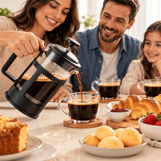 Cafeteira Prensa Francesa Capacidade 600 ml Filtro Inox Facil Uso Preta