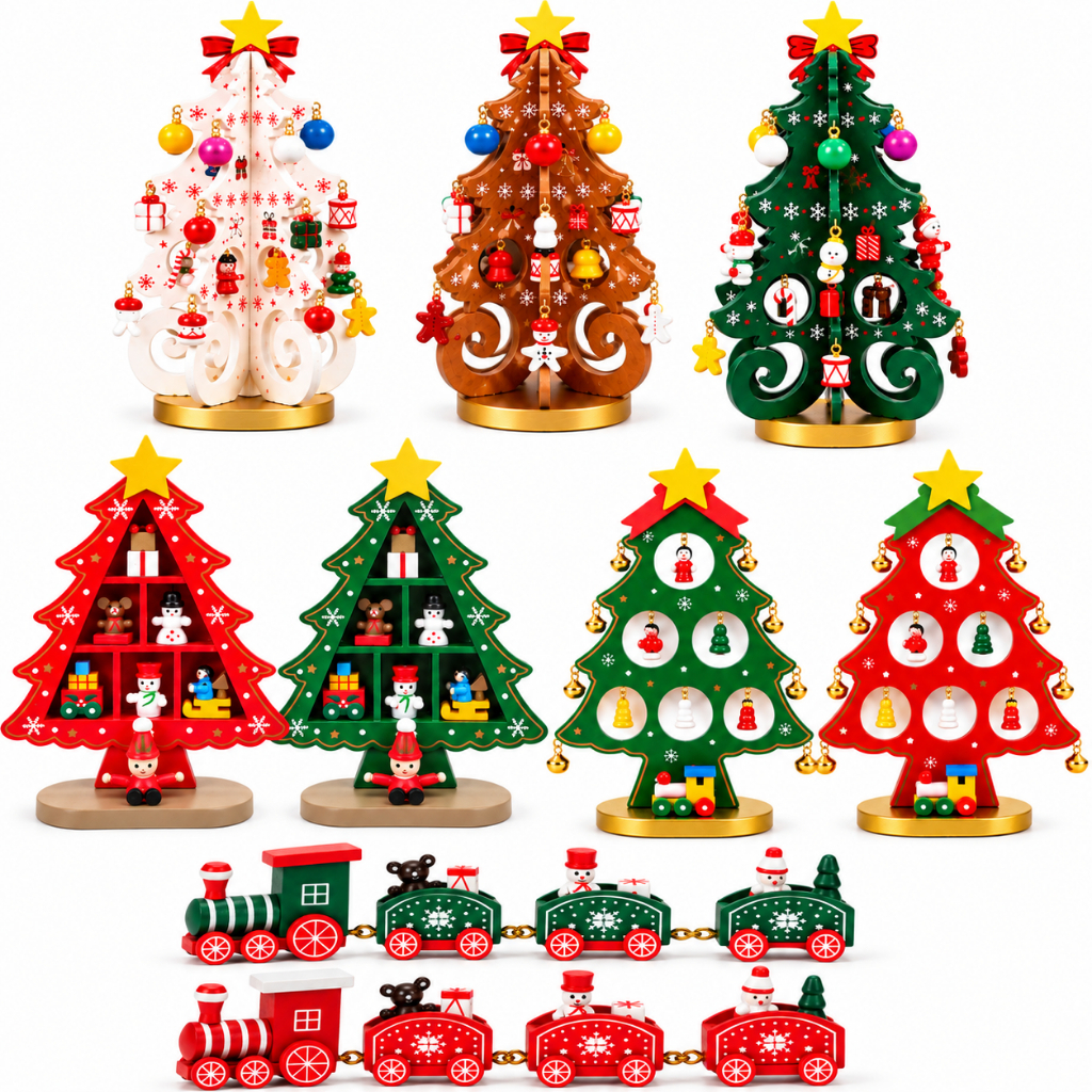 Árvore De Natal 3D Mini Em Madeira Enfeite Natalino Mesa Decoração Natalina Festas