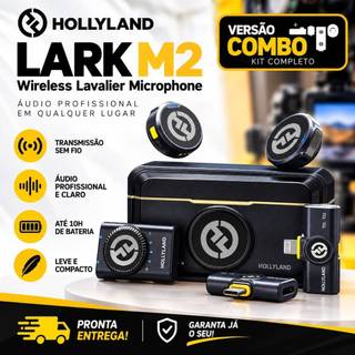 Microfone de Lapela sem fio Hollyland Lark M2 Combo Lightning, USB Tipo-C e Câmera Filmadora Original Lacrado