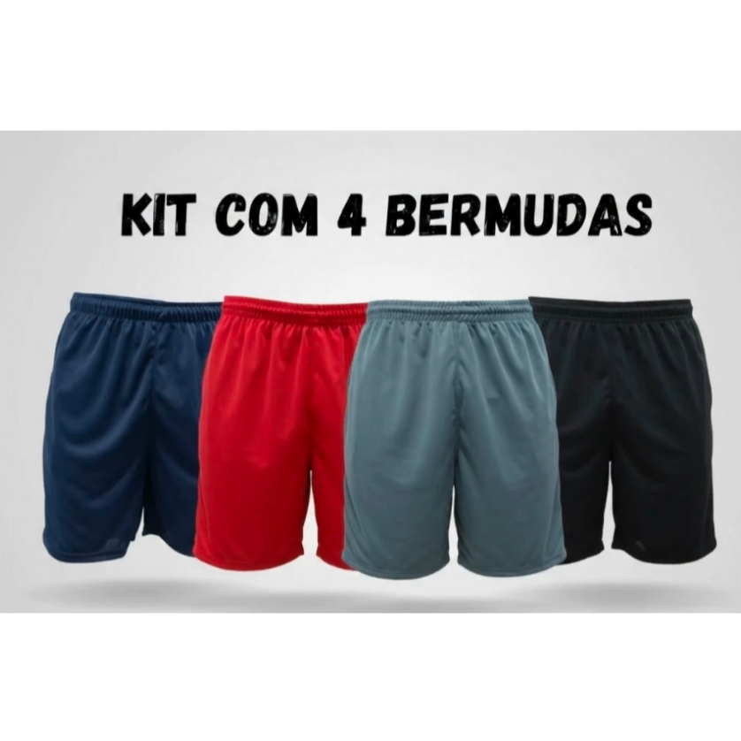 Imagem KIT 4 BERMUDAS MASCULINO SHORT CONFORTAVEL  CALÇAO HELANCA POLIESTER PREMIUM MASCULINA CALÇÃO PRESIDIO CONCURSO PM CASA