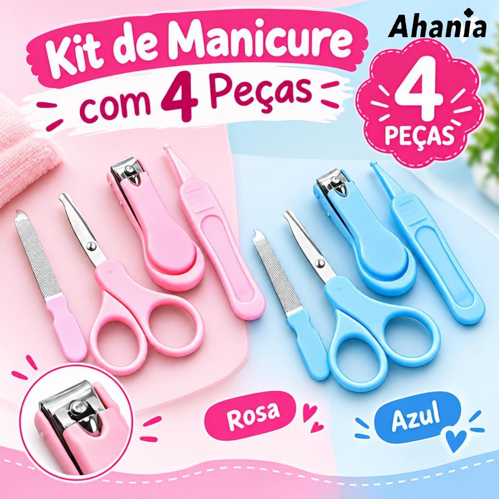 Imagem Kit Baby Cuidados Manicure e Higiene Tesoura Cortador e Lixa Unha Extrator de Cera de Ouvido, Portatil Para Viagem