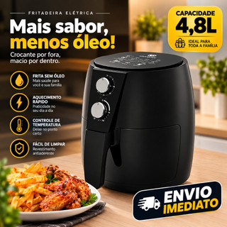 Air Fryer Fritadeira Ar Quente Sem Óleo Grande 4,8 Litros Preta Cairo 127v