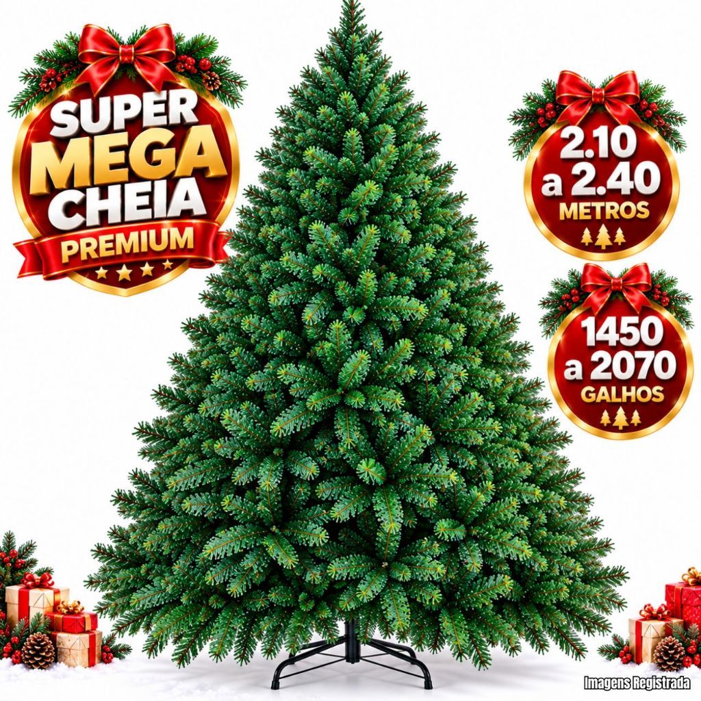 Arvore De Natal *2,10 Metros* *1450* Galhos Cheia Luxo Premium Lançamento 2026