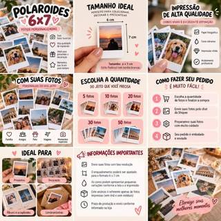 Fotos Polaroid 6x7 Personalizadas imã | Revelação de Fotos | Mini Fotos para Lembrancinhas, Presentes e Decoração