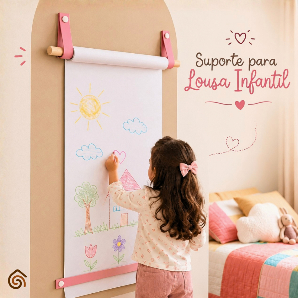 Suporte de Lousa Infantil para Rolo de Papel Desenhar Educativo Montessori | Casa Madêco