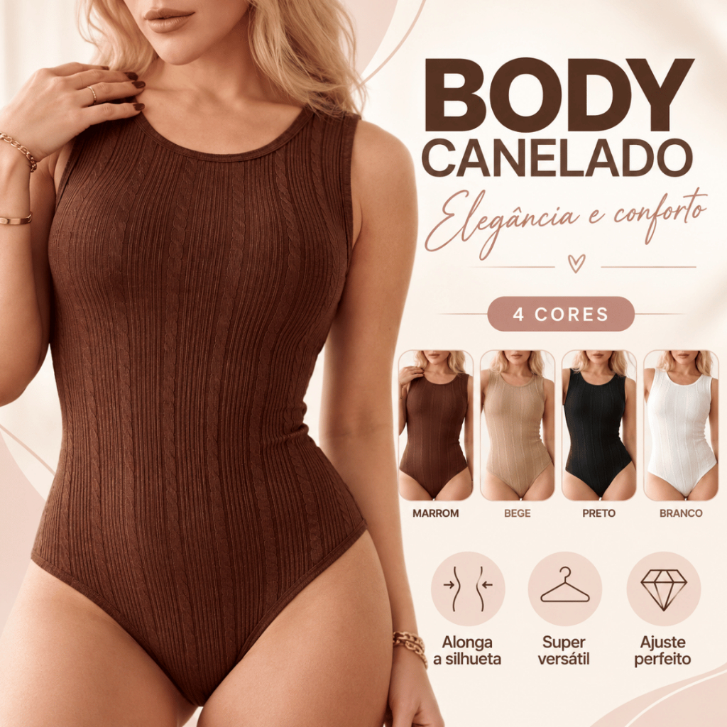 Body Feminino Regata Rugan Canelado Ajustado Modelador Confortável Premium Casual Elegante