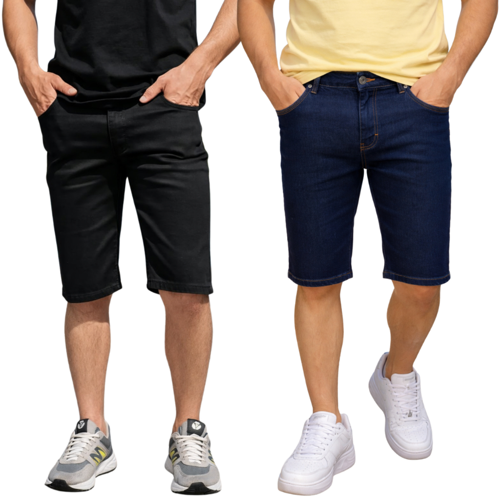 Kit Bermudas Masculinas Jeans com Elastano Macio Estica Bem