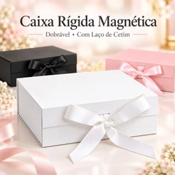Caixa de Presente Rígida Dobrável Magnética com Laço de Cetim – 3 Tamanhos/Dia dos Professores/para Presentes