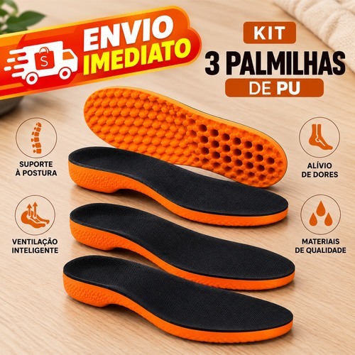 Palmilha Ortopédica PU Anatômica para Conforto, Suporte e Absorção de Impacto