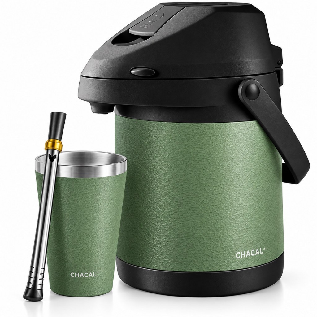 Kit Terere Chacal Garrafa 2,5L Cuia 200ml Bomba Inox Pintura Premium Verde — imagem 2 de 2